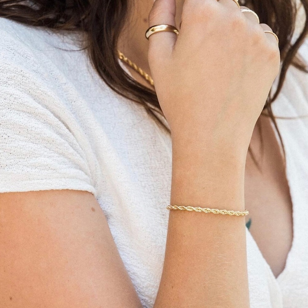 BRACELET Gold Colored Rope Chain - Picture 4 of 4